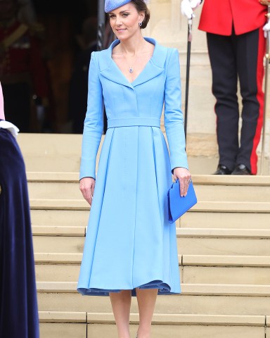 Catherine Duchess of Cambridge attends the Order Of The Garter Service at St George's Chapel on June 13, 2022 in Windsor, England. The Order of the Garter is the oldest and most senior Order of Chivalry in Britain, established by King Edward III nearly 700 years ago. Garter Day at St George's Chapel, Windsor Castle, UK - 13 Jun 2022