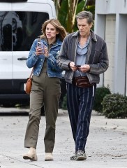 Studio City, CA  - *EXCLUSIVE*  - The "Footloose" star was sporting a pair of black crocs and striped pants as he filmed a new project alongside his daughter, Sosie Bacon. Sosie wears a denim jacket paired with olive green pants as she snacks while walking and talking next to dad.

Pictured: Kevin Bacon, Sosie Bacon

BACKGRID USA 17 DECEMBER 2022 

USA: +1 310 798 9111 / usasales@backgrid.com

UK: +44 208 344 2007 / uksales@backgrid.com

*UK Clients - Pictures Containing Children
Please Pixelate Face Prior To Publication*