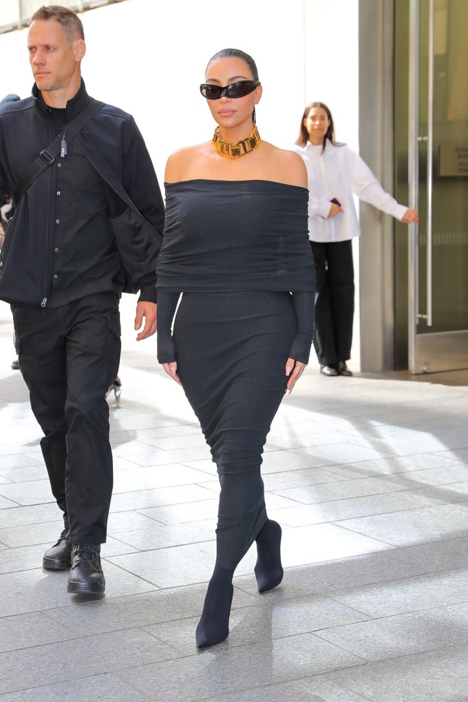 Kim Kardashian in a black dress