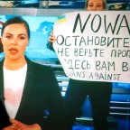 The on-air protest on Russian TV against Russian military operation in Ukraine, Moscow, Russian Federation - 15 Mar 2022