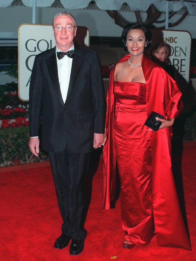 Michael Caine & Wife Shakira At The 1999 Golden Globes