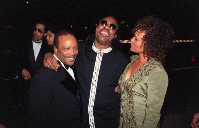 Quincy Jones, Stevie Wonder & Jolie Jones Arrive At Oscars