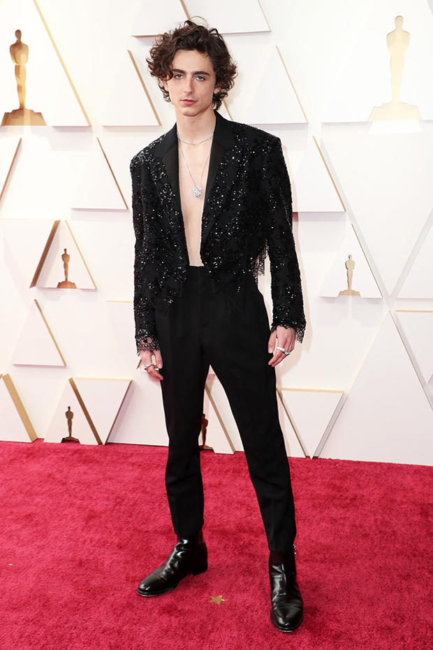 Timothée Chalamet's chest-bearing Oscars 2022 suit set a new black