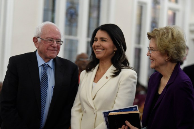 Tulsi Gubbard With Bernie Sanders & Elizabeth Warren