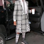Billy Porter Stuns In A Gray Plaid Thom Browne Outfit Outside CBS Studios In New York City