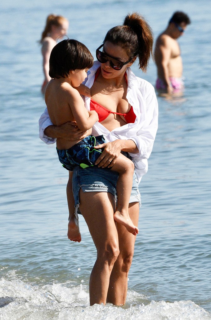 Eva Longoria Hits the Beach With Son Santiago