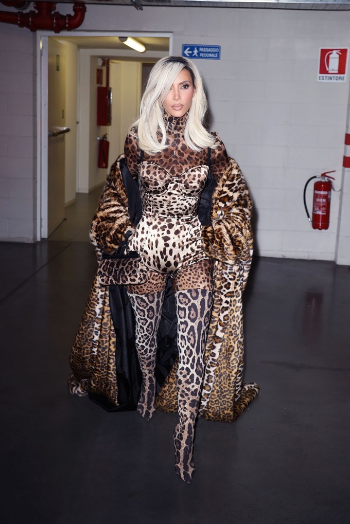 Kim Kardashian In Cheetah Print Outfit