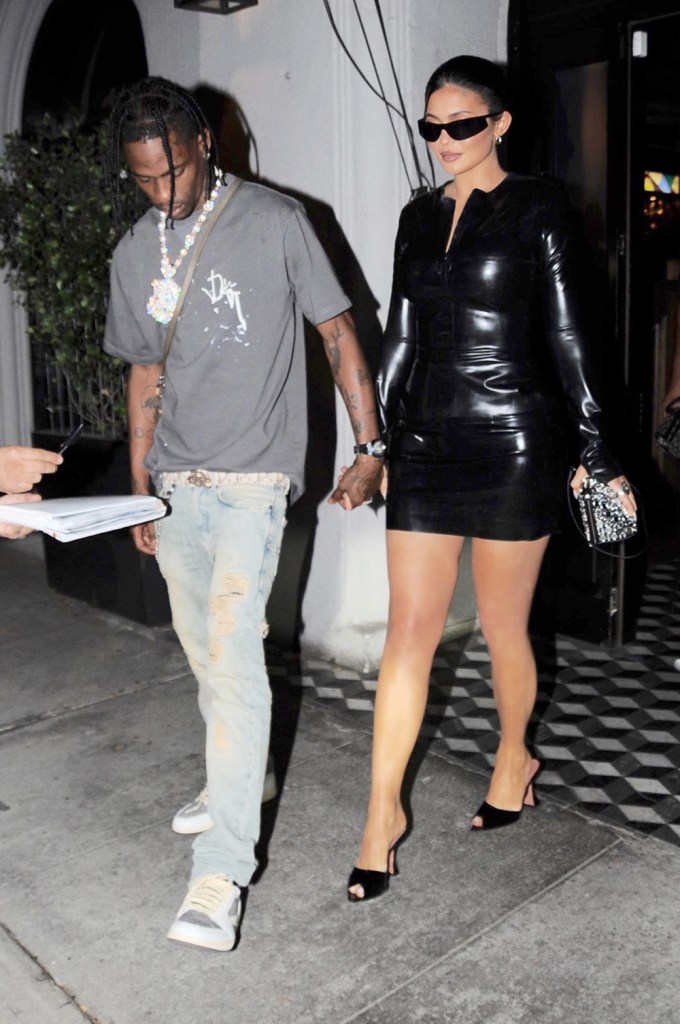 Kylie Jenner And Travis Scott Are Seen Leaving Dinner At Craig’s In West Hollywood