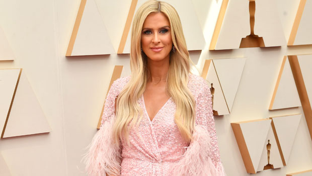 Pregnant Nicky Hilton Glows In Pink Sequin Gown With Feathers On Oscar Red Carpet Photos