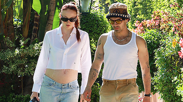 Sophie Turner Flaunts Baby Bump In Cropped White Shirt While Twinning With Joe Jonas: Photos