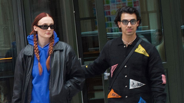 Pregnant Sophie Turner Hides Baby Bump In Blue Sweatshirt While Out With Joe Jonas In NYC