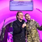 Irish musician Bono of U2 performs in metro station in Kyiv, Ukraine - 08 May 2022