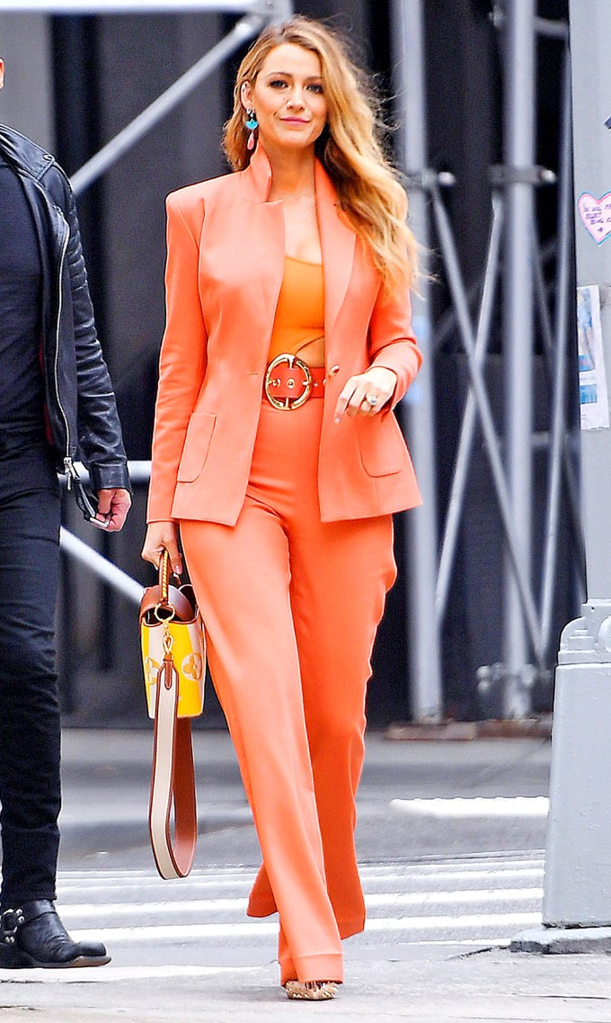 Blake Lively Stuns In Orange Suit