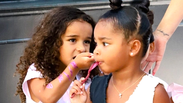 Dream Kardashian, 5, True Thompson, 4, & Chicago West, 4, Rock Face Paint In Cute Photos