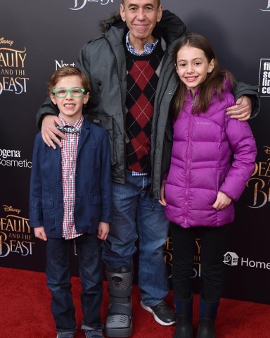 Gilbert Gottfried, Max Gottfried, Lily Aster Gottfried
'Beauty and the Beast' film premiere, Arrivals, New York, USA - 13 Mar 2017