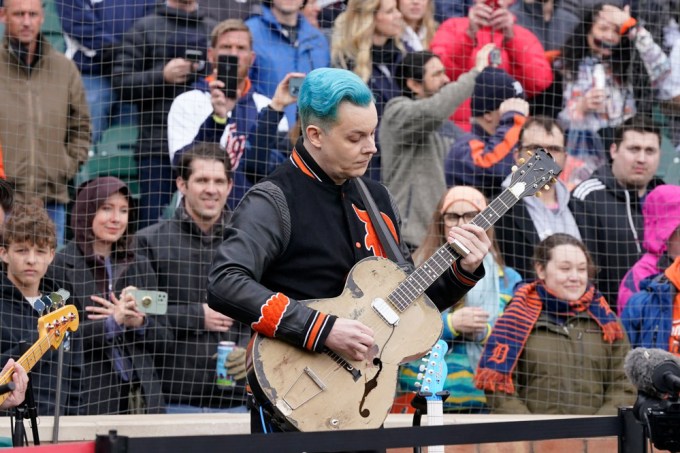 Jack White Performs At The Detroit Tigers Baseball Game