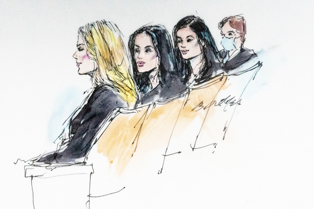 The Kardashians in court sketch