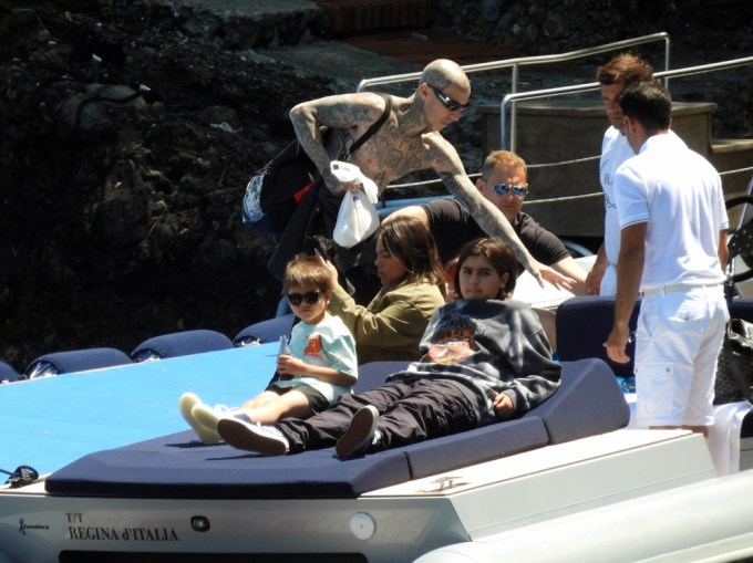 Kourtney Kardashian & Travis Barker Ride A Boat Before Italian Wedding