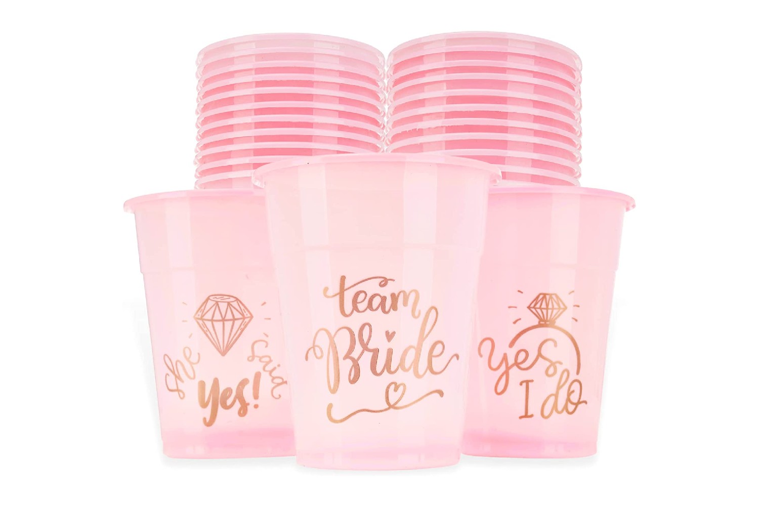 xo 16 Oz Engagement Party Decoration and Bride To Be Gift White Gold 16 Count | Bridal Shower Pink Fetti Bachelorette Party Bride Squad Reusable Cups 