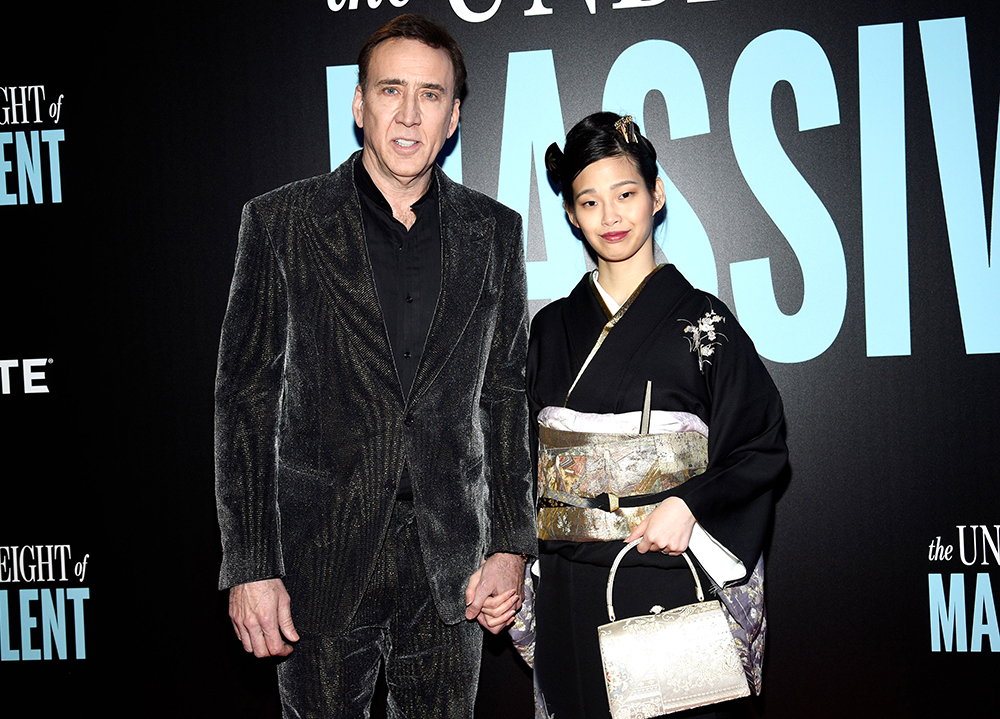 Actor Nicolas Cage, left, and wife Riko Shibata attend the special screening of 