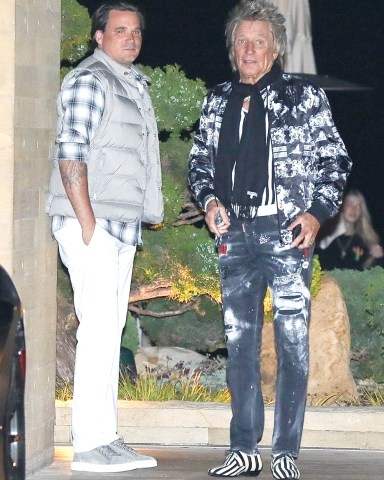 Malibu, CA  - *EXCLUSIVE*  - Rod Stewart and son Sean Stewart spend quality time grabbing a late dinner at Nobu in Malibu.  Pictured: Rod Stewart, Sean Stewart  BACKGRID USA 17 MAY 2022   BYLINE MUST READ: BACKGRID  USA: +1 310 798 9111 / usasales@backgrid.com  UK: +44 208 344 2007 / uksales@backgrid.com  *UK Clients - Pictures Containing Children Please Pixelate Face Prior To Publication*