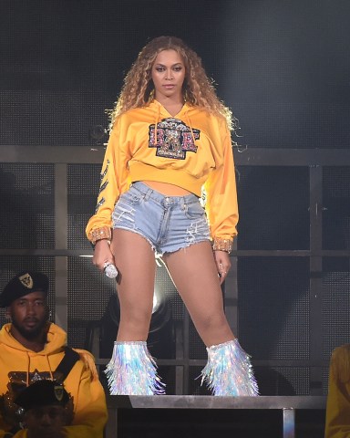 Beyonce performs at the 2018 Coachella Valley Music And Arts Festival at Indio Polo Grounds on April 14, 2018 in Indio, California. (Photo by Frank Micelotta/PictureGroup). 15 Apr 2018 Pictured: Beyonce. Photo credit: Frank Micelotta/PictureGroup / MEGA TheMegaAgency.com +1 888 505 6342 (Mega Agency TagID: MEGA202561_003.jpg) [Photo via Mega Agency]