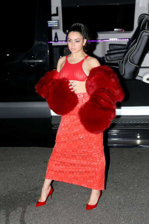 Charli Xcx Rocks Sheer Red Crop Top And Velvet Skirt After Nyc Show Hollywood Life