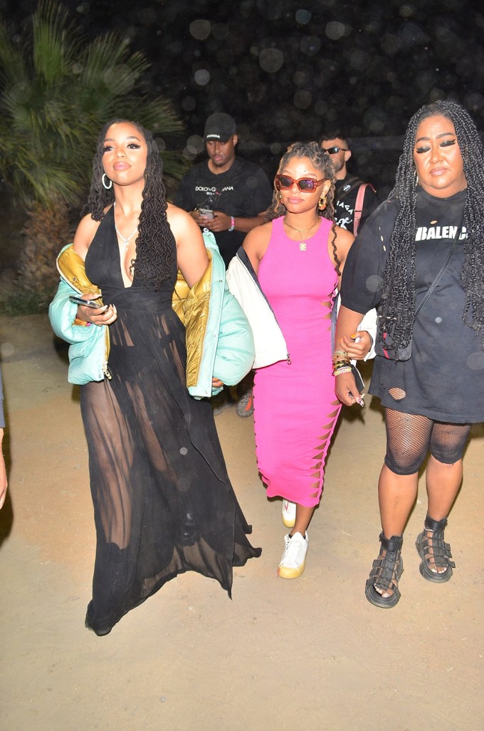 Chloe Bailey and Halle Bailey leave the Neon Carnival