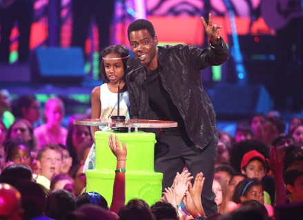 Lola Simone Rock, left, and Chris Rock present the favorite TV actress award at the 27th annual Kids' Choice Awards at the Galen Center, in Los Angeles 27th Annual Kids' Choice Awards - Show, Los Angeles, USA