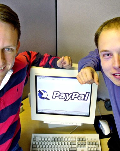 Peter thiel, Elon Musk PayPal Chief Executive Officer Peter Thiel, left, and founder Elon Musk, right, pose with the PayPal logo at corporate headquarters in Palo Alto, Calif. Thiel who who co-founded PayPal and gave Facebook its first big investment now wants Silicon Valley to buy into a bigger idea: the future. Thiel is backing groups that see a future when computers will communicate directly with the human brain. Seafaring pioneers will found new floating nations in the middle of the ocean. Science will conquer aging, and death will become a curable diseaseTech Tycoon, PALO ALTO, USA