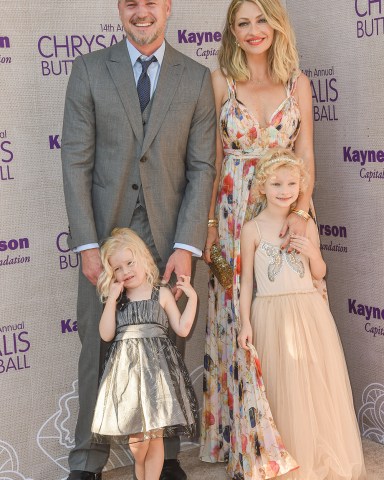 Eric Dane, from left, Georgia Dane, Rebecca Gayheart-Dane, and Billie Beatrice Dane arrive at the 14th Annual Chrysalis Butterfly Ball held at the residence of Susan Harris and Hayward Kaiser, in Los Angeles14th Annual Chrysalis Butterfly Ball, Los Angeles, USA