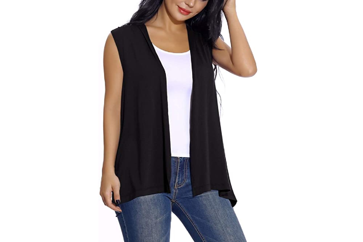 Draped Open Front Cardigan Vest reviews