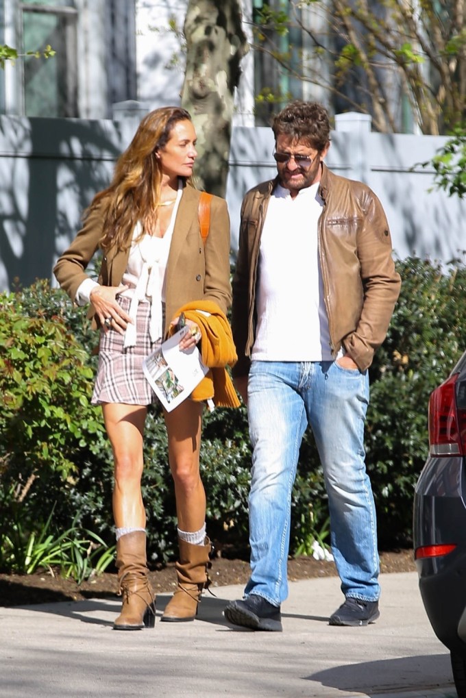 Gerard Butler and girlfriend Morgan Brown seen taking a stroll in NYC