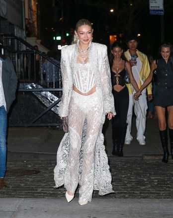 Birthday Girl Gigi Hadid wears a white lace outfit while arriving at Zero Bond for celebrate her 27th Birthday in New York CityPictured: Gigi HadidRef: SPL5305454 230422 NON-EXCLUSIVEPicture by: Felipe Ramales / SplashNews.comSplash News and PicturesUSA: +1 310-525-5808London: +44 (0)20 8126 1009Berlin: +49 175 3764 166photodesk@splashnews.comWorld Rights