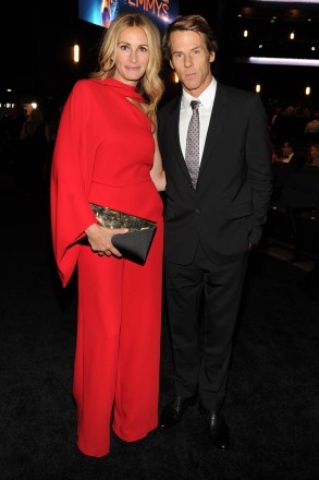 Julia Roberts, left, and Danny Moder pose in the audience at the Television Academy's Creative Arts Emmy Awards at the Nokia Theater L.A. LIVE, in Los Angeles
Television Academy's 2014 Creative Arts Emmy Awards - Backstage And Audience, Los Angeles, USA - 16 Aug 2014