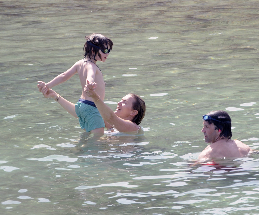 EXCLUSIVE: Kate Winslet seen on a beach in Menorca with her husband Ned RocknRoll (born Edward Ebel Smith) and son Bear Blaze Winslet