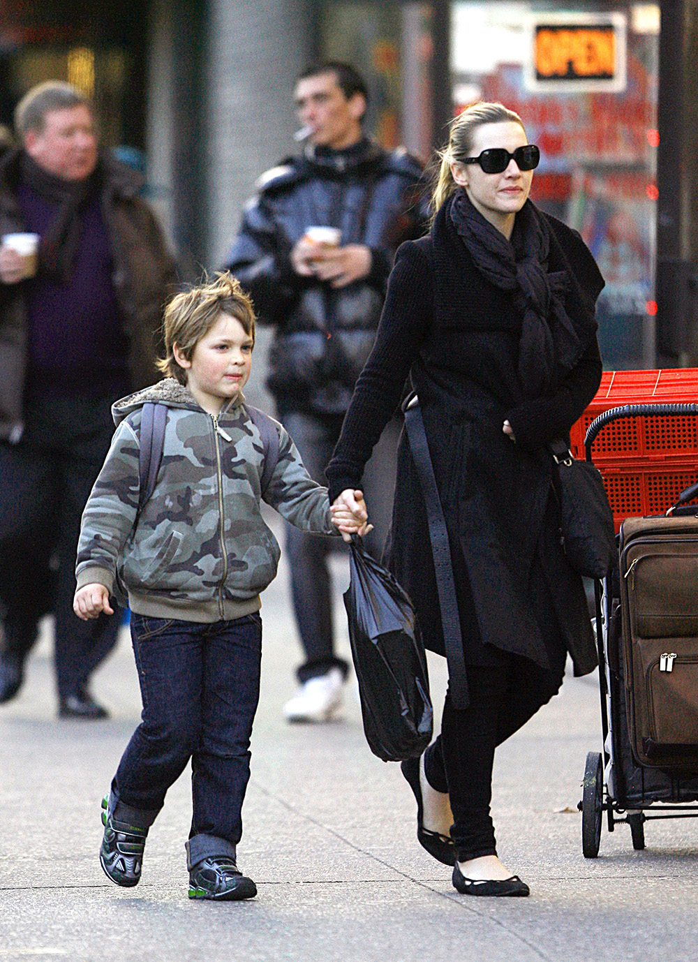 Kate Winslet picks up her son Joe from school in NYC