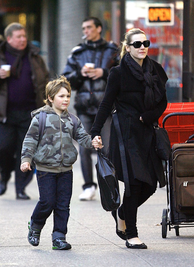 Kate Winslet Holds Hands With Son Joe