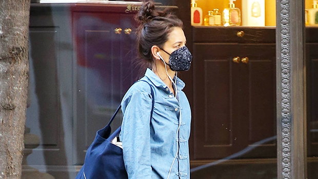 Katie Holmes Goes Makeup-Free & Rocks Double Denim Look In NYC