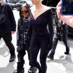 Kim Kardashian And Daughter North Seen During Paris Fashion Week