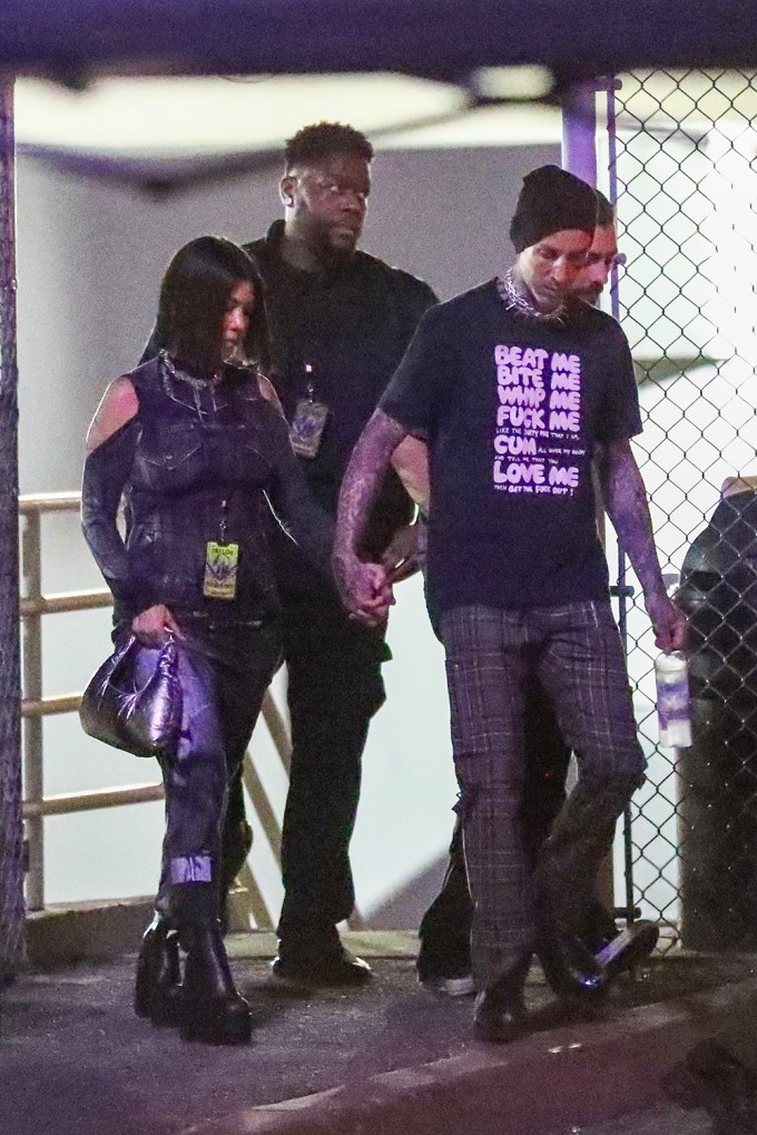 Kourtney Kardashian and Travis Barker Hold Hands After Memorial Concert