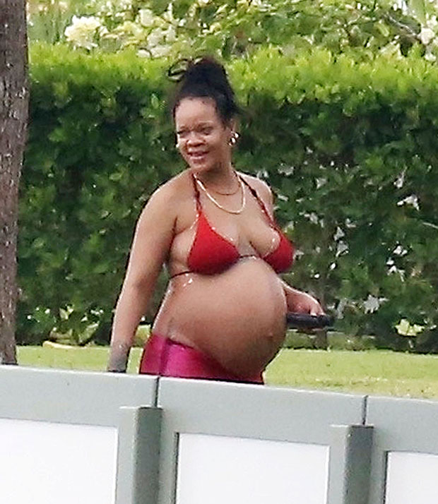 bom Sui Classificeren Rihanna Shows Off Baby Bump In Red Bikini In Barbados With A$AP Rocky –  Hollywood Life