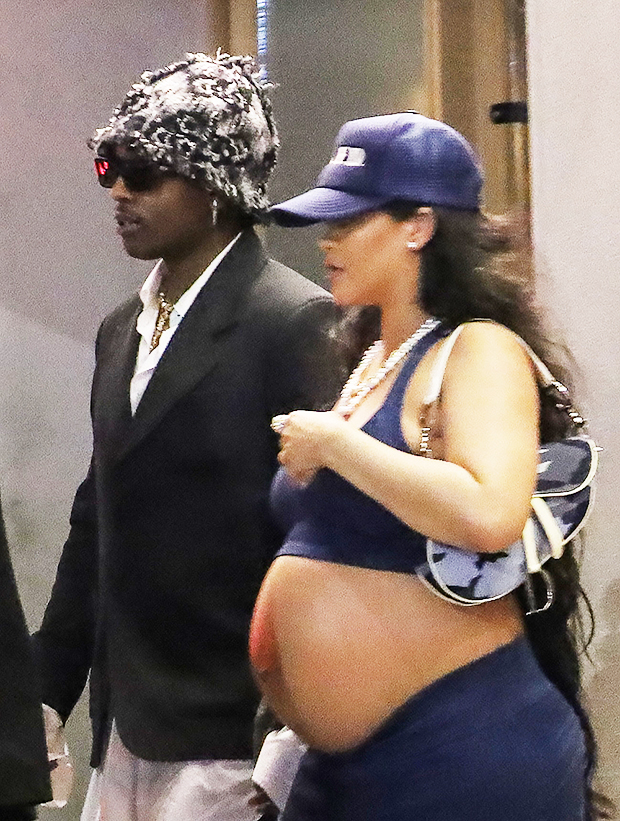 Rihanna Wore a Standard Striped Polo as a Bump-Baring Crop Top