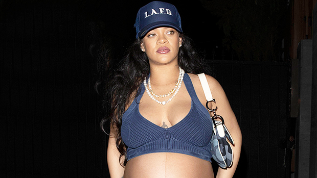 Rihanna shows off baby bump in miniskirt, crop top in Barbados