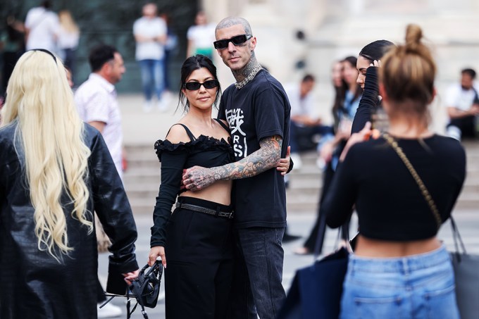 Kourtney Kardashian & Travis Barker in Milan after their wedding