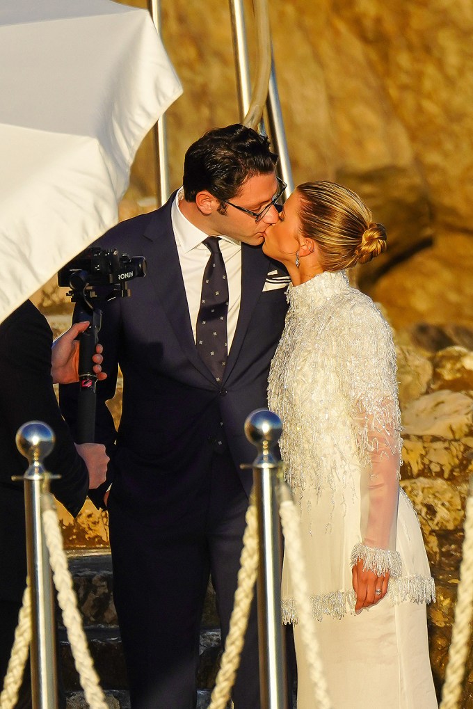Sofia Richie & Elliot Grainge kiss during their wedding weekend