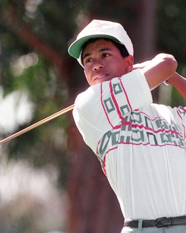 WOODS. Amateur Tiger Woods, 16, tees off at the 11th hole during the pro-am portion of the Los Angeles Open at Riviera Country Club in Los Angeles, Calif. Riviera is where Tiger Woods played his first PGA Tour event as an amateur. It would be the ideal place to set the tour record for most winsOn The Fringe Tiger Golf, LOS ANGELES, USA - 26 Feb 1992