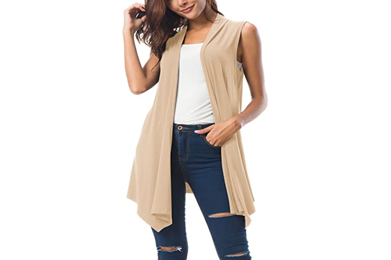 Draped Open Front Cardigan Vest reviews