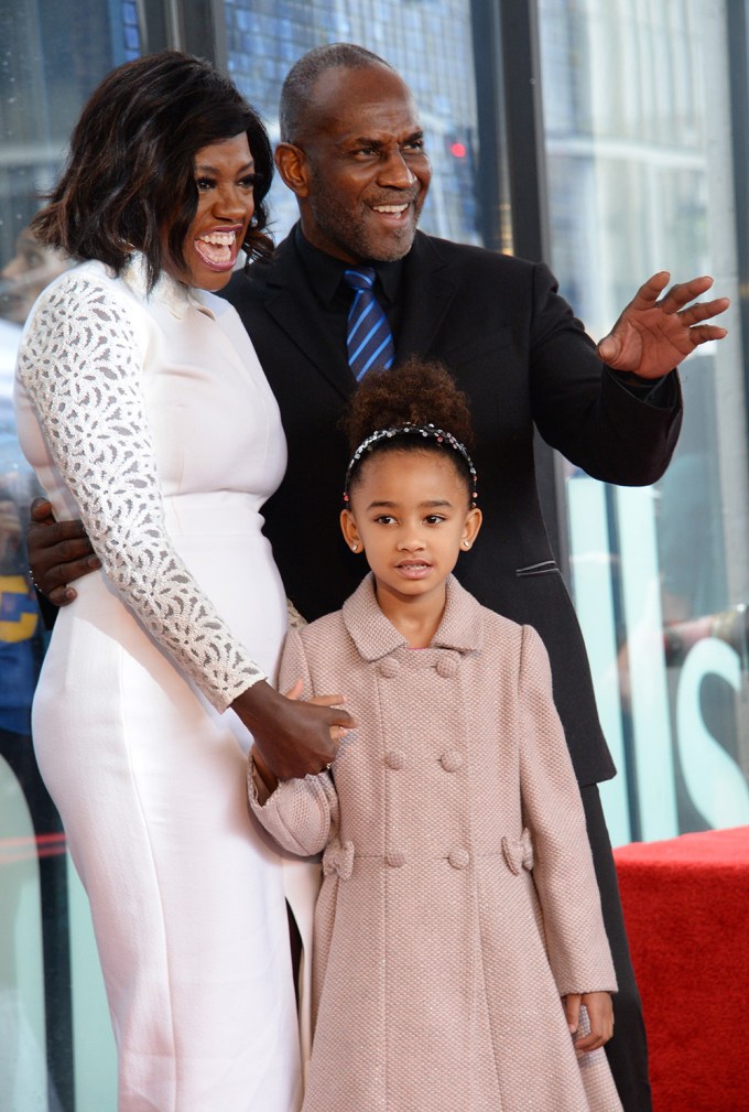 Viola Davis with her family at the Hollywood Walk of Fame