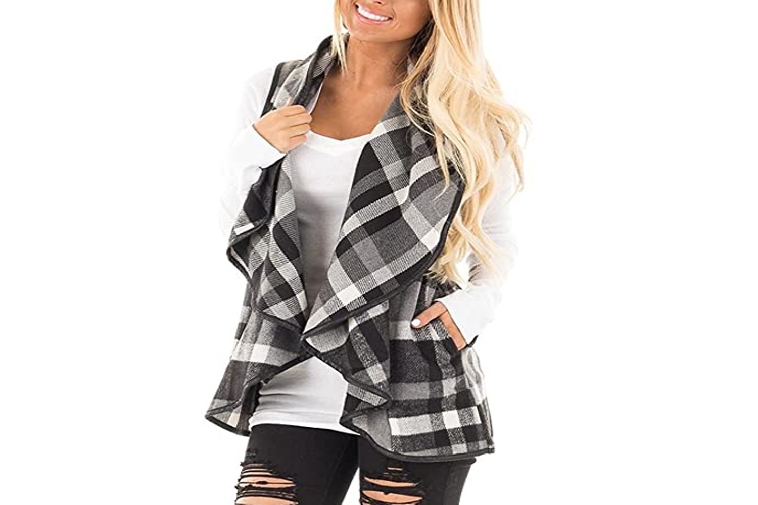 Draped Open Front Cardigan Vest reviews